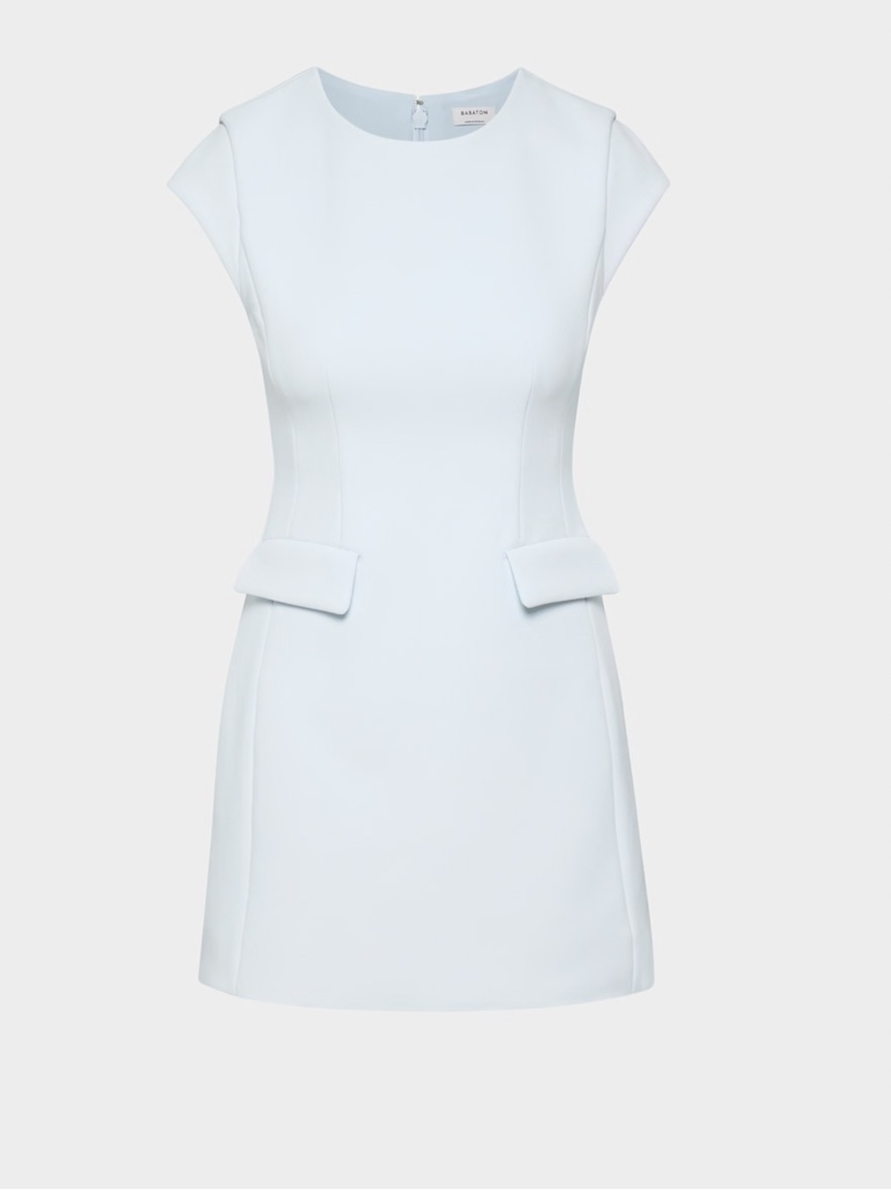 Aritiza Babaton FigureKnit Priestly Flap Pocket Mini Dress in Midday Blue NEW - Picture 2 of 9